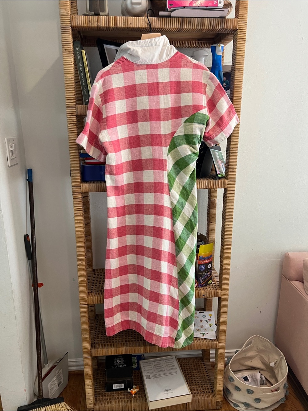Rosie Assoulin Pink & Green Check Kids Polo Nightgown - Picture 8 of 13